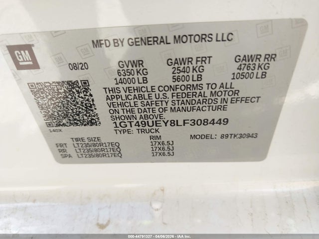 1GT49UEY8LF308449 GMC SIERRA 3500HD