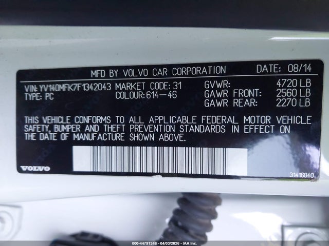 2015 VOLVO S60 YV140MFK7F1342043 Photo 8