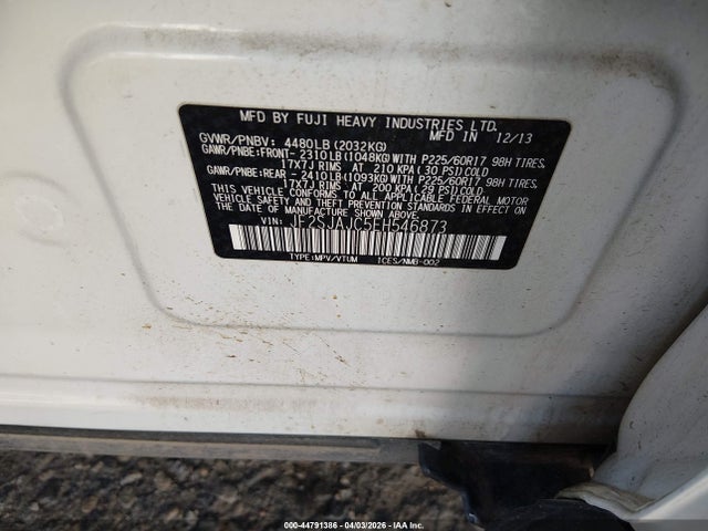 Продажа на аукционе авто 2014 Subaru Forester 2.5i Limited, vin: JF2SJAJC5EH546873, номер лота: 44791386