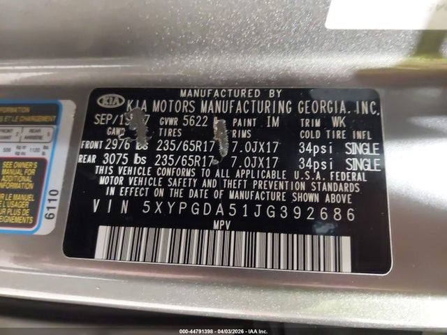 2018 KIA SORENTO 5XYPGDA51JG392686 Photo 8