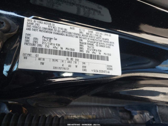 Ford FOCUS SE 2017 1FADP3F2XHL315816 Image 9