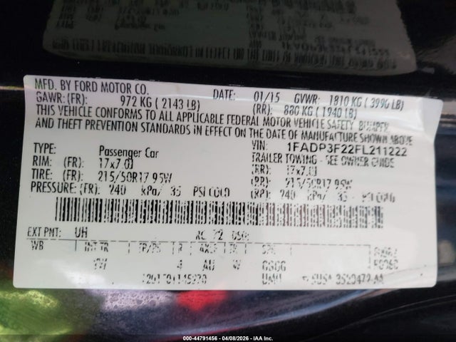 Ford FOCUS SE 2015 1FADP3F22FL211222 Image 9