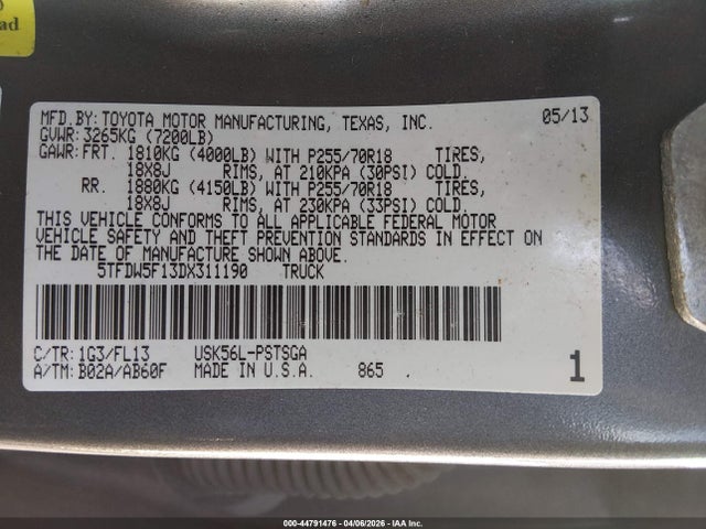 2013 TOYOTA TUNDRA 5TFDW5F13DX311190 Photo 8
