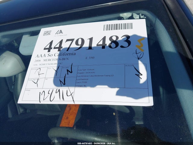 Продаж на аукціоні авто 2006 Mercedes-benz E 350, vin: WDBUF56J46A863382, номер лоту: 44791483