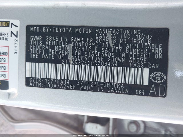 2008 TOYOTA MATRIX 2T1KR32E28C708454 Photo 8