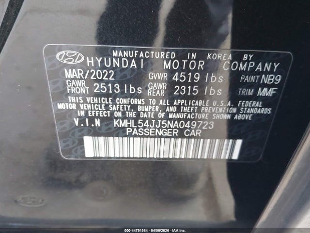 KMHL54JJ5NA049723 Hyundai Sonata Hybrid Limited