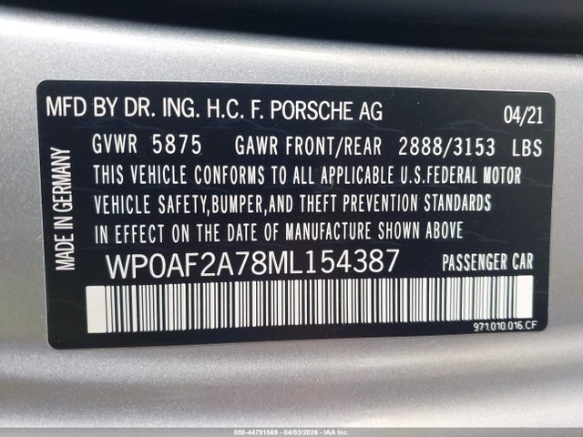 Porsche Panamera Turbo S 2021 WP0AF2A78ML154387 Image 9