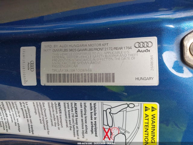 2008 AUDI TT TRUAF38J381008946 Photo 8