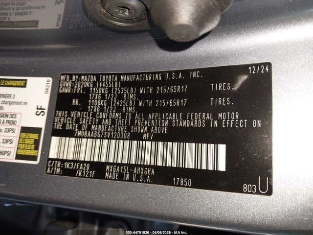 7MUBAABG7SV120308 Toyota Corolla Cross Le