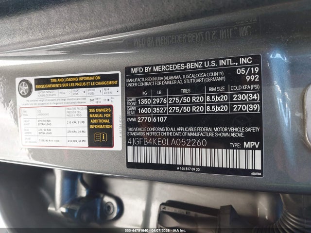 4JGFB4KE0LA052260 Mercedes-Benz Gle 350 4matic