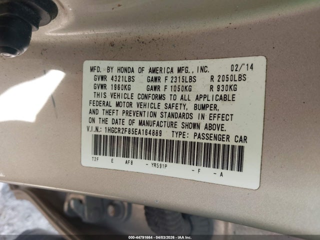 Honda Accord Ex-l 2014 1HGCR2F85EA164889 Image 9