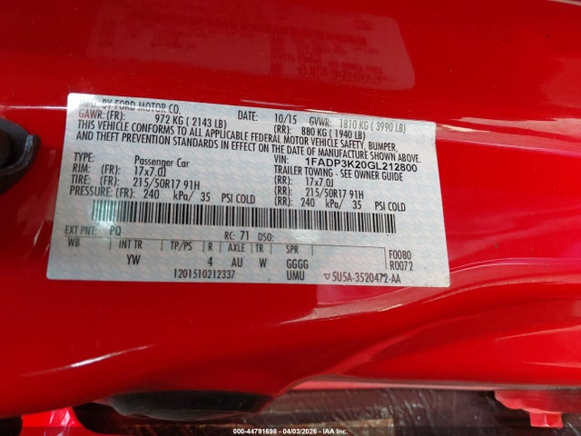 2016 FORD FOCUS 1FADP3K20GL212800 Photo 8