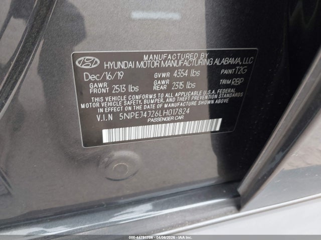5NPEJ4J26LH017824 Hyundai Sonata Sel Plus