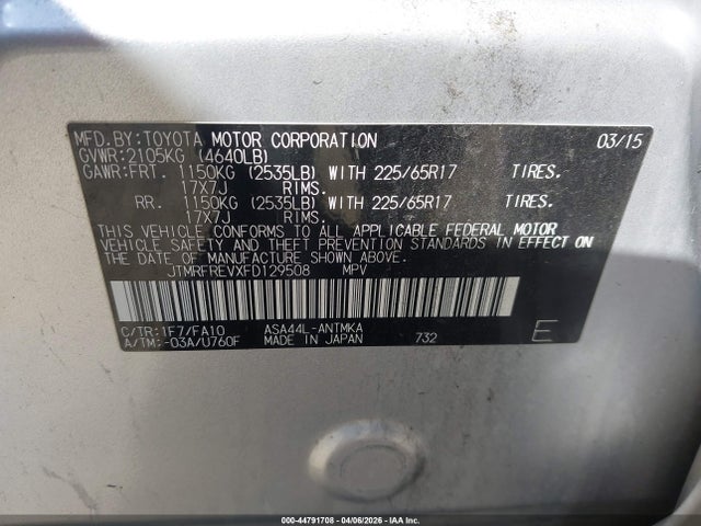 Toyota Rav4 Xle 2015 JTMRFREVXFD129508 Image 9