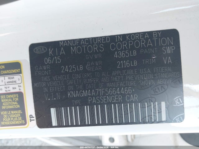 2015 KIA OPTIMA KNAGM4A71F5664466 Photo 8