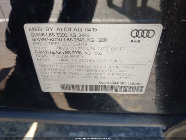 2015 AUDI Q5 WA1LFAFP5FA138359 Photo 8