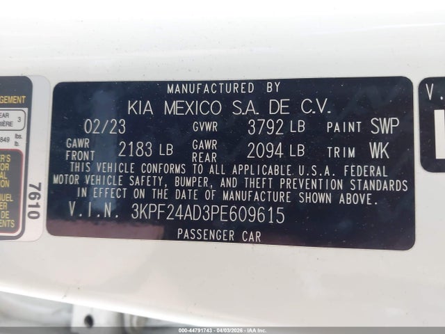 KIA Forte Lxs 2023 3KPF24AD3PE609615 Image 9