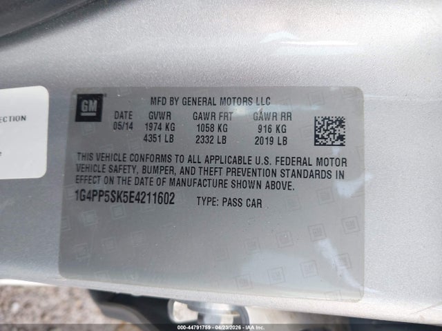 Продаж на аукціоні авто 2014 Buick Verano, vin: 1G4PP5SK5E4211602, номер лоту: 44791759