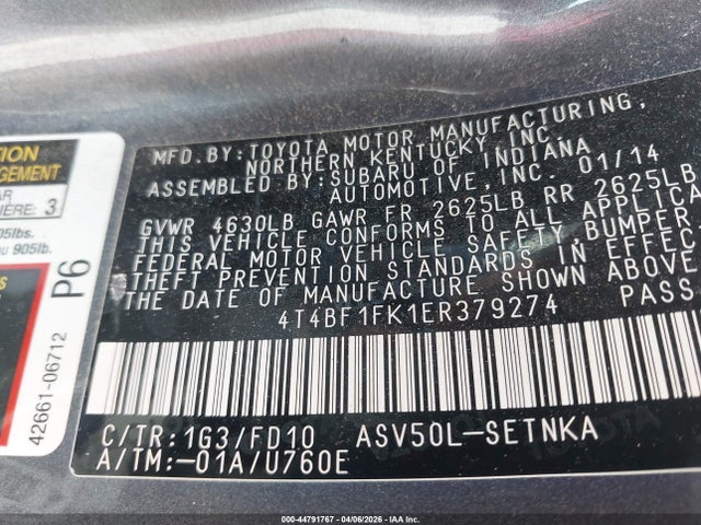 Toyota CAMRY LE 2014 4T4BF1FK1ER379274 Image 9