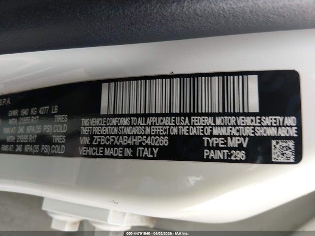 ZFBCFXAB4HP540266 Fiat 500x Pop Fwd