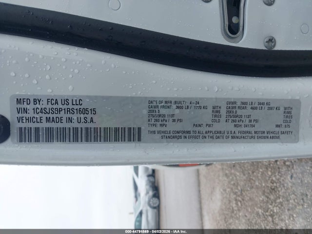 1C4SJSBP1RS160515 Jeep Wagoneer L Series Ii 4x4