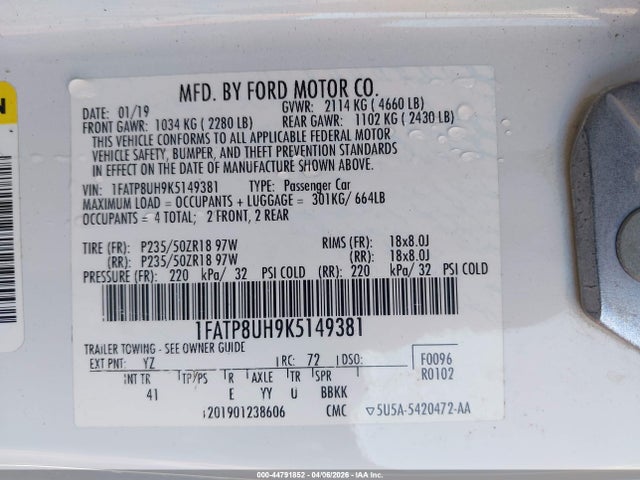 Ford Mustang Ecoboost Premium 2019 1FATP8UH9K5149381 Image 9