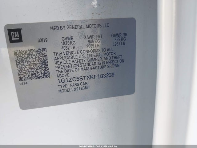 2019 CHEVROLET MALIBU 1G1ZC5STXKF183239 Photo 8