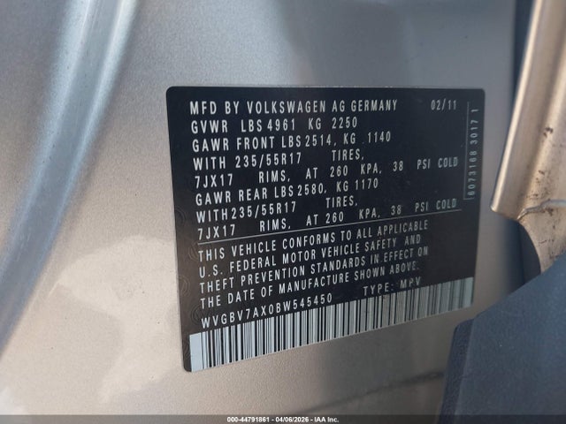 2011 VOLKSWAGEN TIGUAN WVGBV7AX0BW545450 Photo 8