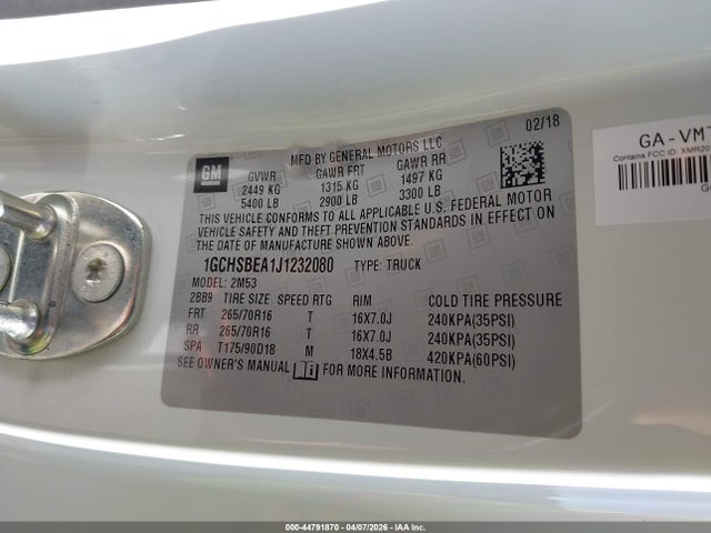 2018 CHEVROLET COLORADO 1GCHSBEA1J1232080 Photo 8