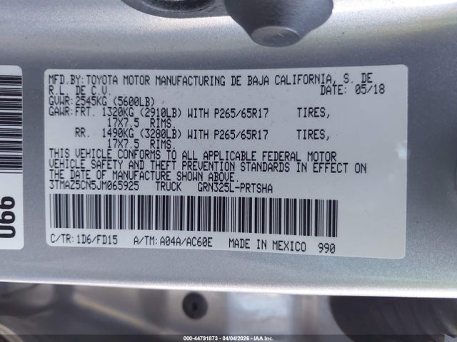 3TMAZ5CN5JM065925 Toyota Tacoma Trd Sport