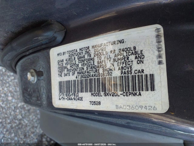 1999 TOYOTA CAMRY 4T1BG22K4XU916192 Photo 8