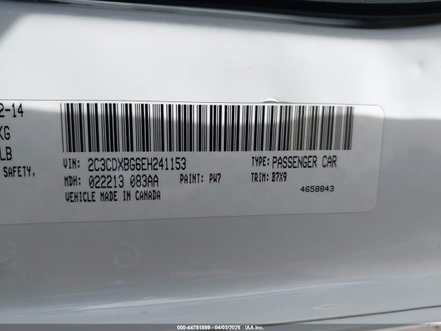 Продажа на аукционе авто 2014 Dodge Charger Se, vin: 2C3CDXBG6EH241153, номер лота: 44791899