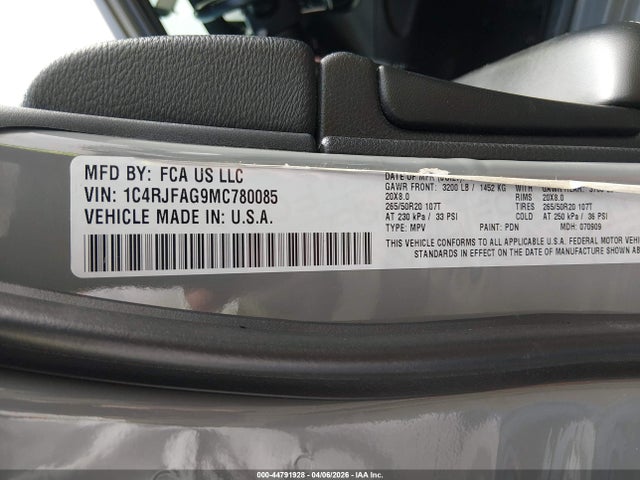 1C4RJFAG9MC780085 Jeep Grand Cherokee Laredo X 4x4