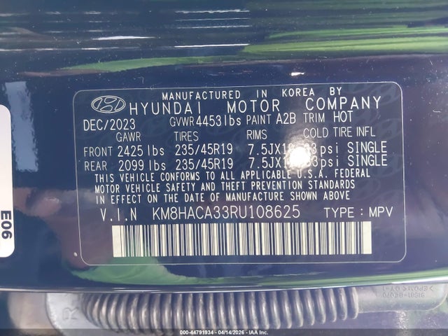 44791934 :رقم المزاد ، KM8HACA33RU108625 vin ، 2024 Hyundai Kona N Line مزاد بيع