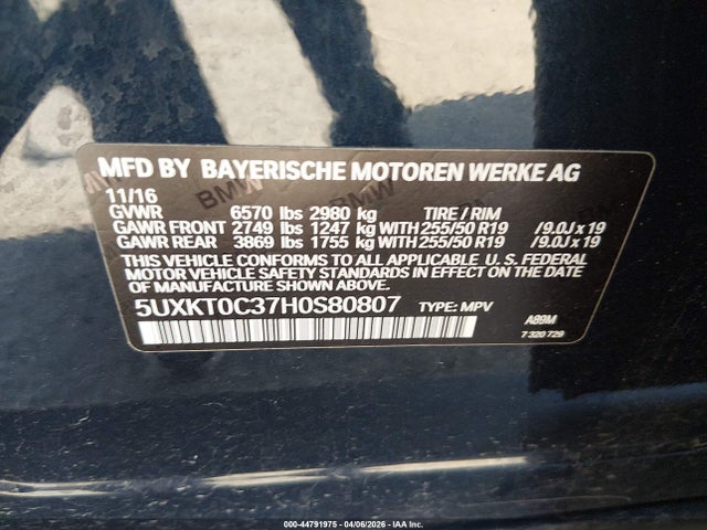 5UXKT0C37H0S80807 BMW X5 Edrive Xdrive40e Iperformance