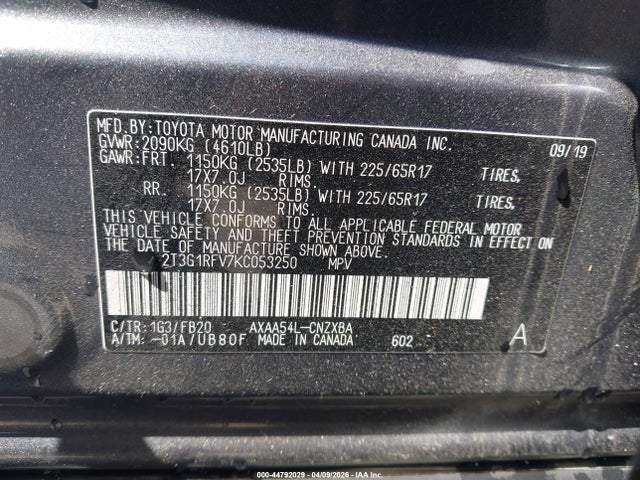 Toyota RAV4 LE 2019 2T3G1RFV7KC053250 Image 9