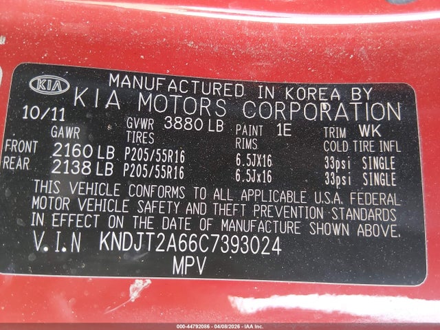 Продажа на аукционе авто 2012 Kia Soul +, vin: KNDJT2A66C7393024, номер лота: 44792086