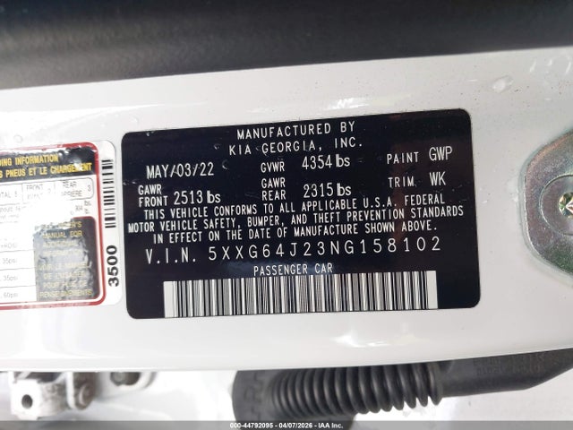 5XXG64J23NG158102 KIA K5 Gt-line