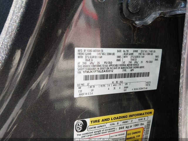 Ford Expedition Xl Max 2020 1FMJK1FT6LEA53312 Image 9