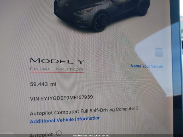 Продажа на аукционе авто 2021 Tesla Model Y Performance Dual Motor All-wheel Drive, vin: 5YJYGDEF9MF157939, номер лота: 44792129