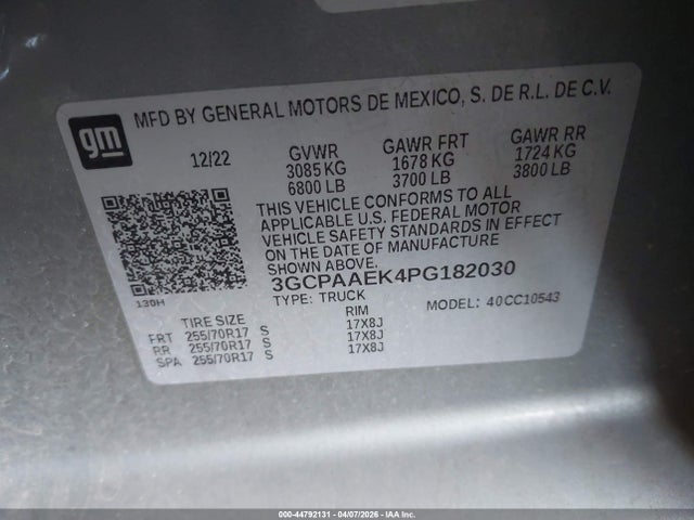 Chevrolet Silverado 1500 2wd Short Bed Wt 2023 3GCPAAEK4PG182030 Image 9