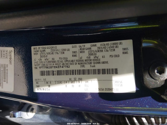1FT7W2BT8KEF47782 Ford F-250 Lariat