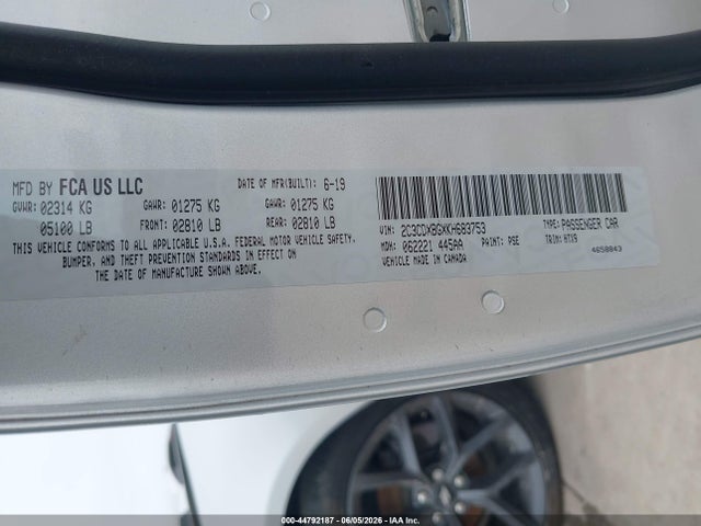 Продаж на аукціоні авто 2019 Dodge Charger Sxt Rwd, vin: 2C3CDXBGXKH683753, номер лоту: 44792187
