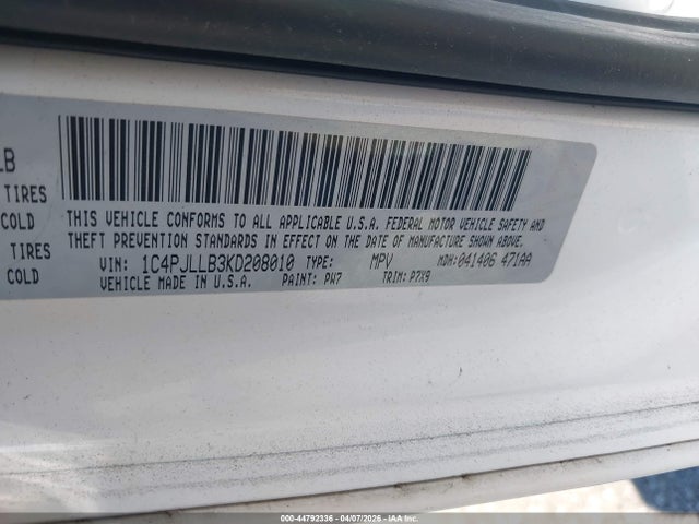 Продажа на аукционе авто 2019 Jeep Cherokee Latitude Plus Fwd, vin: 1C4PJLLB3KD208010, номер лота: 44792336