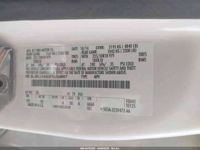 2015 LINCOLN MKC 5LMCJ1A93FUJ24867 Photo 8