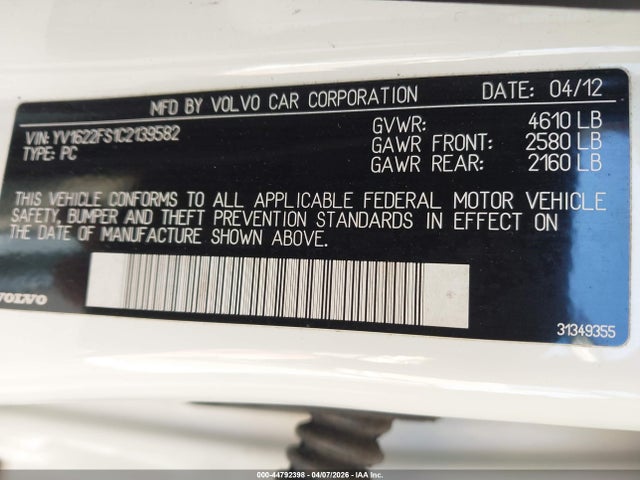 2012 VOLVO S60 YV1622FS1C2139582 Photo 8