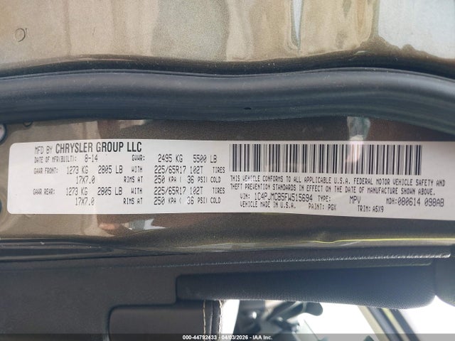 44792433 :رقم المزاد ، 1C4PJMCB5FW515694 vin ، 2015 Jeep Cherokee Latitude مزاد بيع