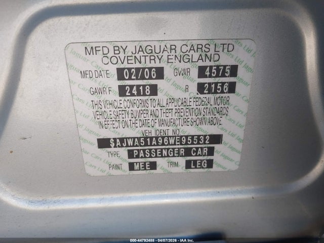 44792488 :رقم المزاد ، SAJWA51A96WE95532 vin ، 2006 Jaguar X-type 3.0 مزاد بيع
