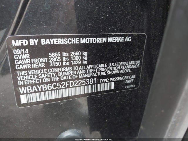 Aukcja sprzedaży 2015 Bmw 750i Xdrive, vin: WBAYB6C52FD225381, numer aukcji: 44792490