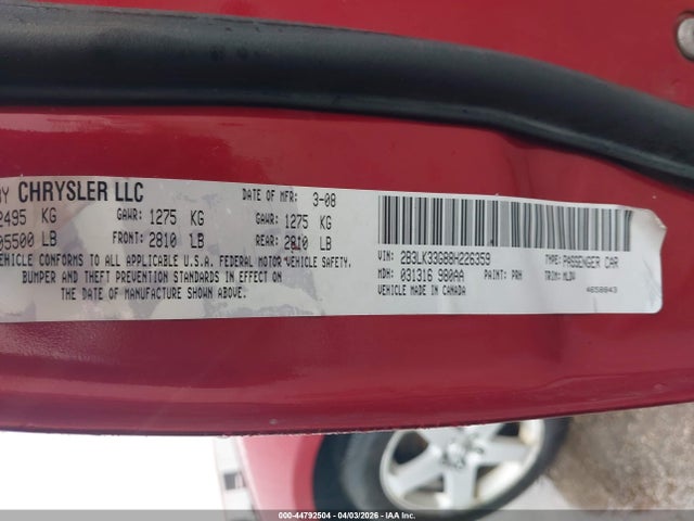 Продажа на аукционе авто 2008 Dodge Charger Sxt, vin: 2B3LK33G88H226359, номер лота: 44792504
